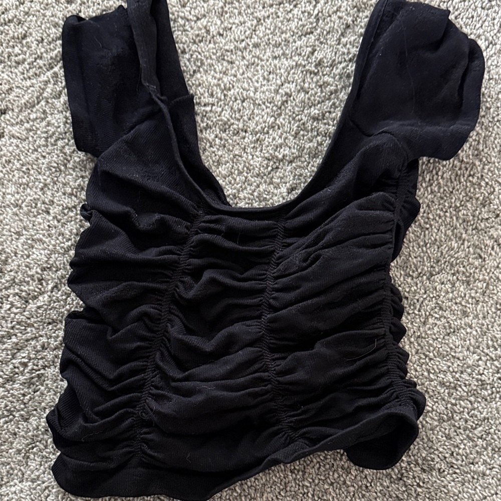 Elegant Black Ruched Women's Top